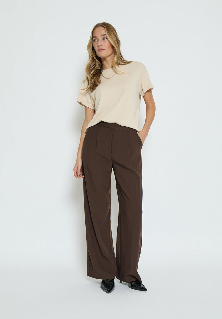 Peppercorn PCPrim Wide Leg Pant Bukser 5075 Chicory Coffee