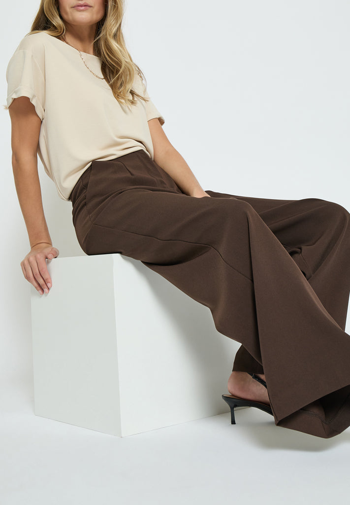 Peppercorn PCPrim Wide Leg Pant Bukser 5075 Chicory Coffee