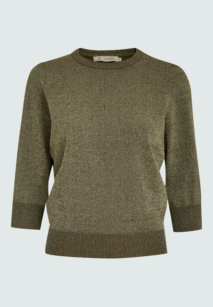 Peppercorn PCRemi 3/4 Puff Sleeve Knit Pullover Pullover 3006MET Lichen Mint