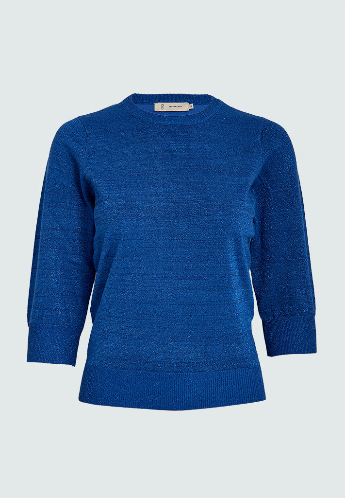 Peppercorn PCRemi 3/4 Puff Sleeve Knit Pullover Pullover 5007MET Palace Blue