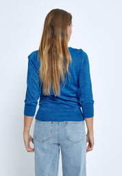 Peppercorn PCRemi 3/4 Puff Sleeve Knit Pullover Pullover 5007MET Palace Blue