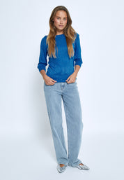Peppercorn PCRemi 3/4 Puff Sleeve Knit Pullover Pullover 5007MET Palace Blue