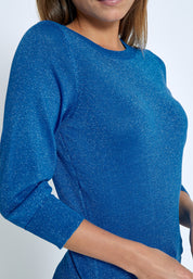 Peppercorn PCRemi 3/4 Puff Sleeve Knit Pullover Pullover 5007MET Palace Blue