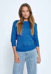 Peppercorn PCRemi 3/4 Puff Sleeve Knit Pullover Pullover 5007MET Palace Blue
