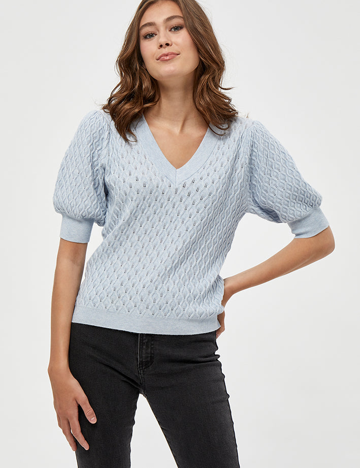Peppercorn PCRosalia Strik T-Shirt T-Shirt 1025 Skyblue