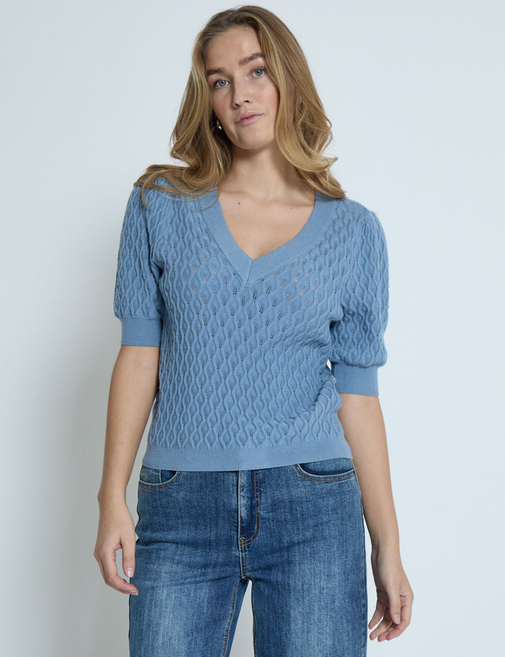 Peppercorn PCRosalia Strik T-Shirt T-Shirt 1039 FADED DENIM