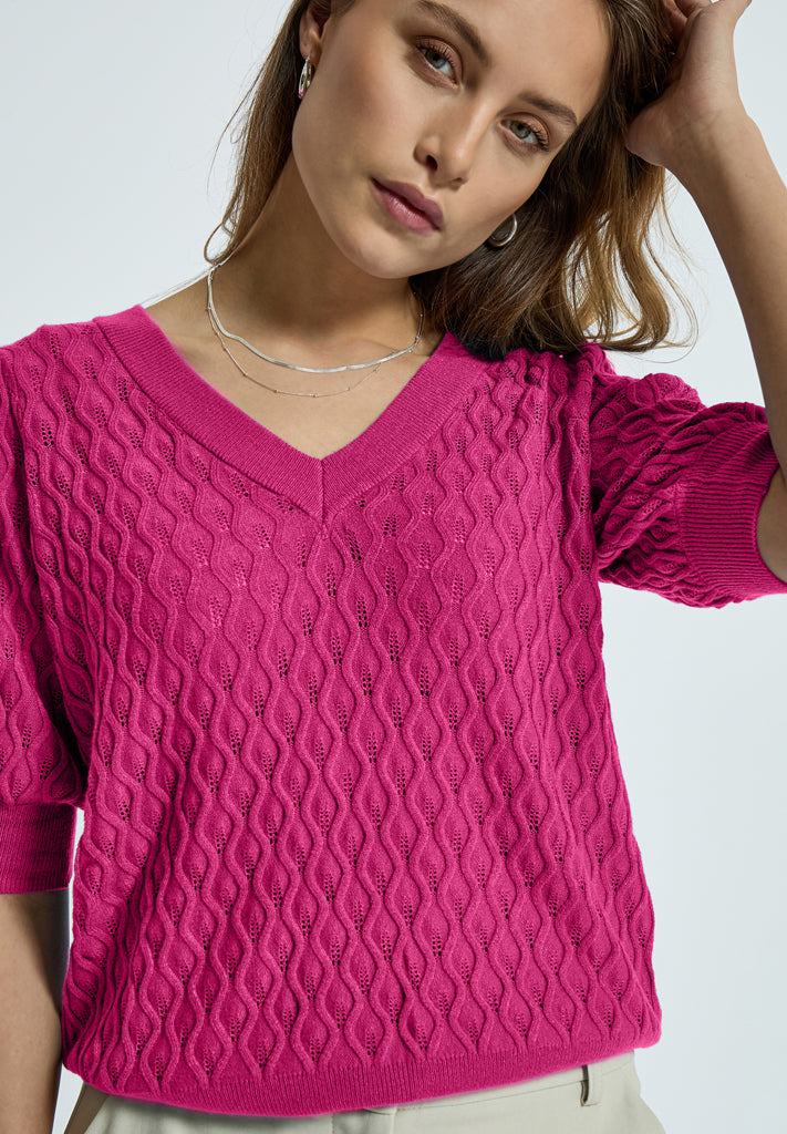 Peppercorn PCRosalia Strik T-Shirt T-Shirt 4122 Magenta Pink