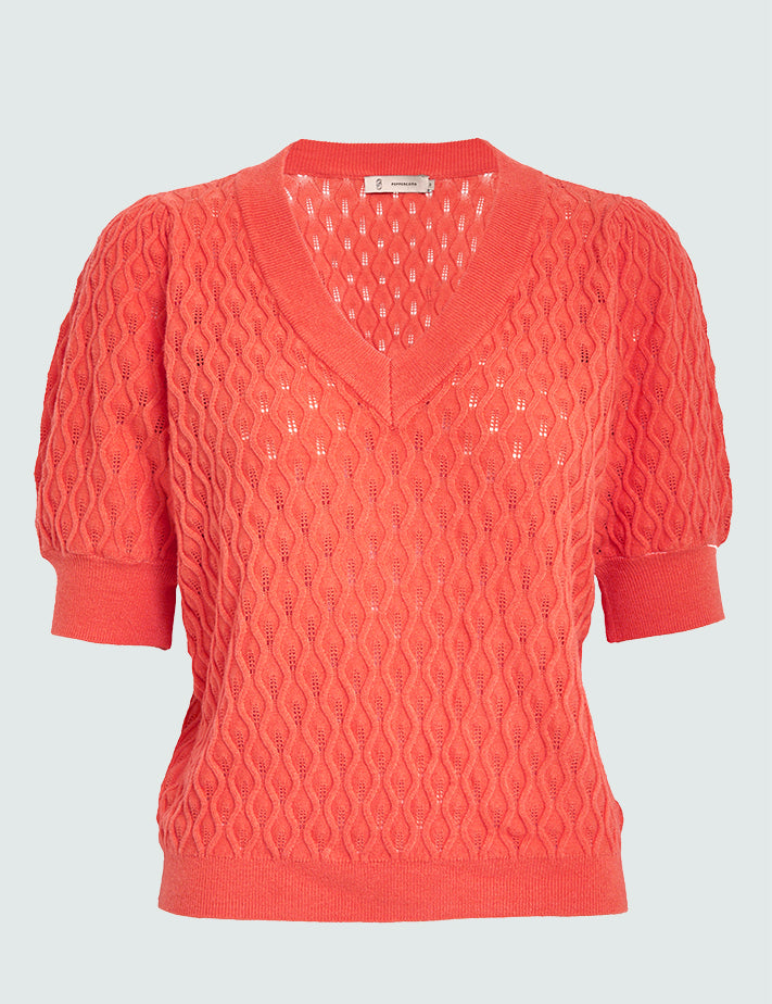 Peppercorn PCRosalia Strik T-Shirt T-Shirt 4174 Hot Coral