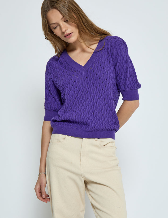 Peppercorn PCRosalia Strik T-Shirt T-Shirt 7016 Purple Corallites