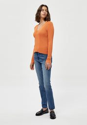 Peppercorn PCTana Rib Pullover Pullover 6675 Peach Caramel