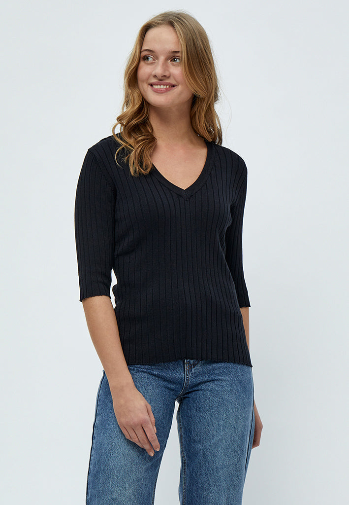 Peppercorn PCTana Rib Strik Pullover Sort