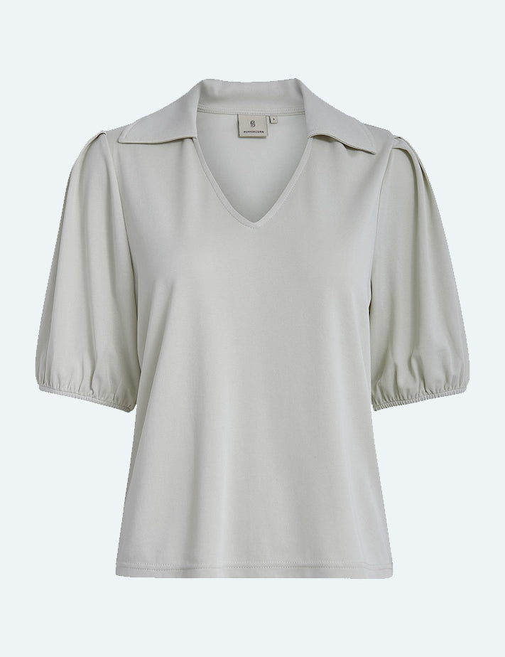 Peppercorn PCTate V Jersey Bluse T-Shirt 0011 Gardenia