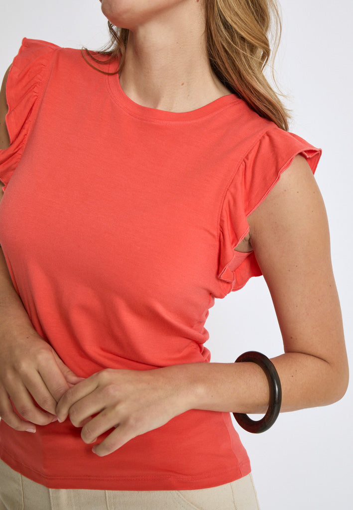 Peppercorn PCTemperence Flæse Jersey Bluse T-Shirt 4174 Hot Coral
