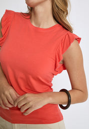 Peppercorn PCTemperence Flæse Jersey Bluse T-Shirt 4174 Hot Coral