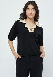 Minus Pamia Strik Polo T-Shirt T-Shirt Sort