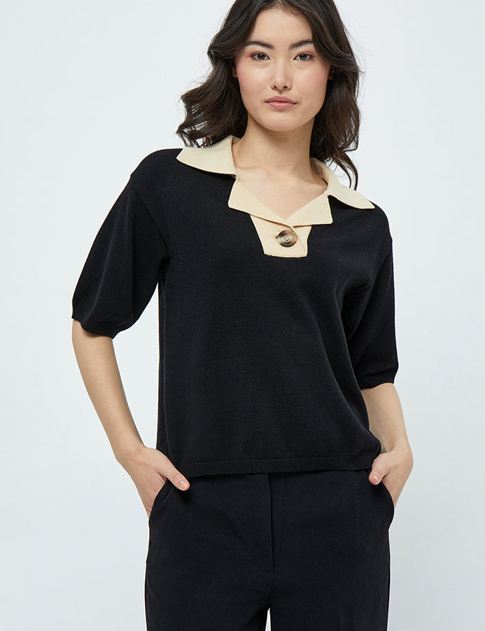 Minus Pamia Strik Polo T-Shirt T-Shirt Sort