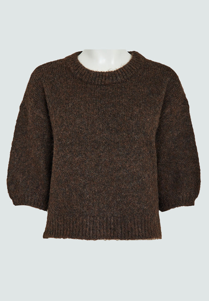Peppercorn Pat GRS Half Sleeve Knit Pullover Pullover 5075M Chicory Coffee Melange
