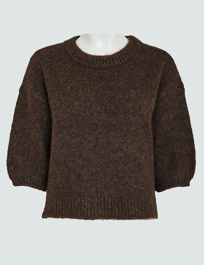 Peppercorn Pat GRS Half Sleeve Knit Pullover Pullover 5075M Chicory Coffee Melange