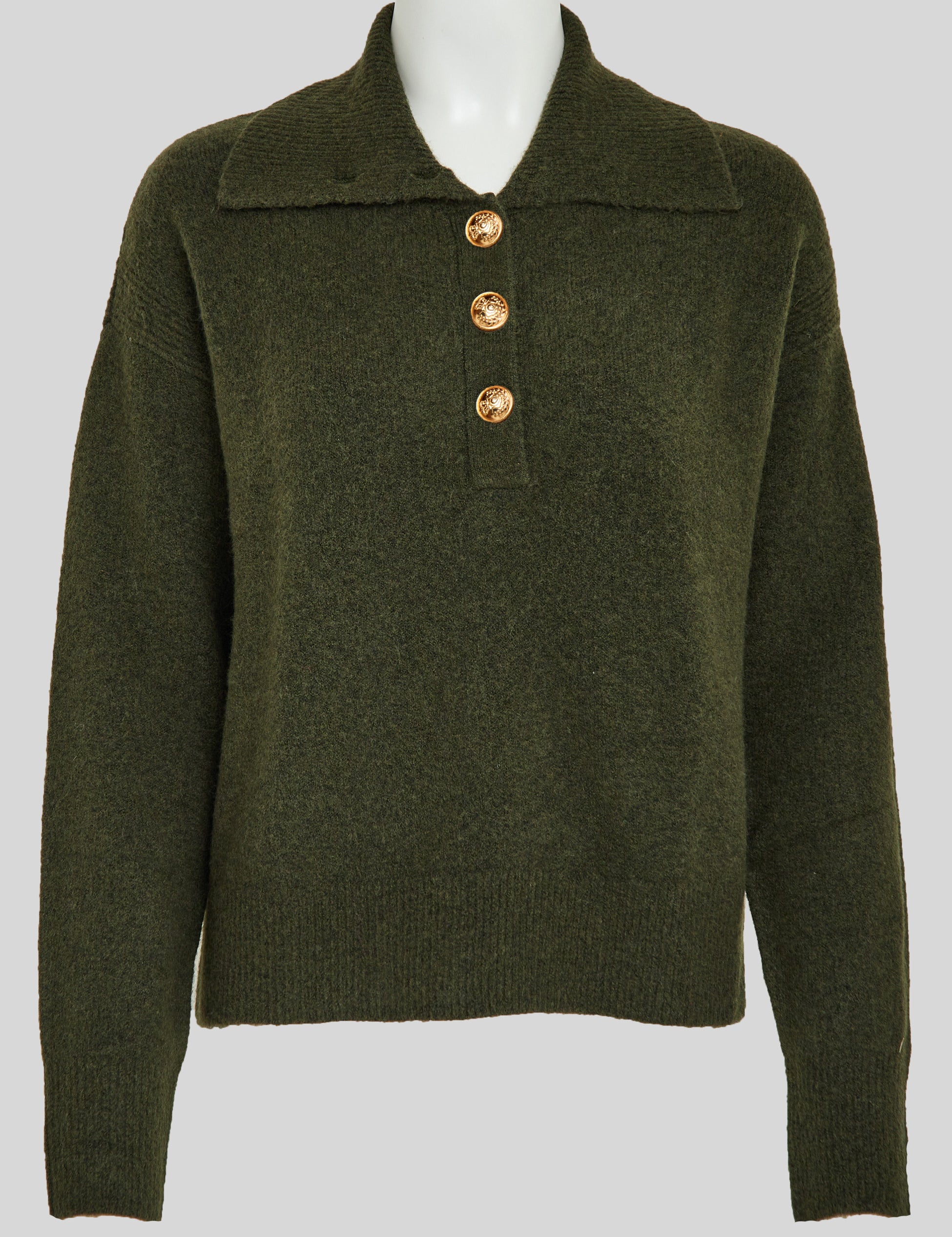 Peppercorn Penny Polo Knit Pullover Pullover 1990 Deep Depths Green
