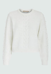 Peppercorn Raina Round Neck Long Sleeve Beaded Knit Pullover Pullover 235 Cloud dancer