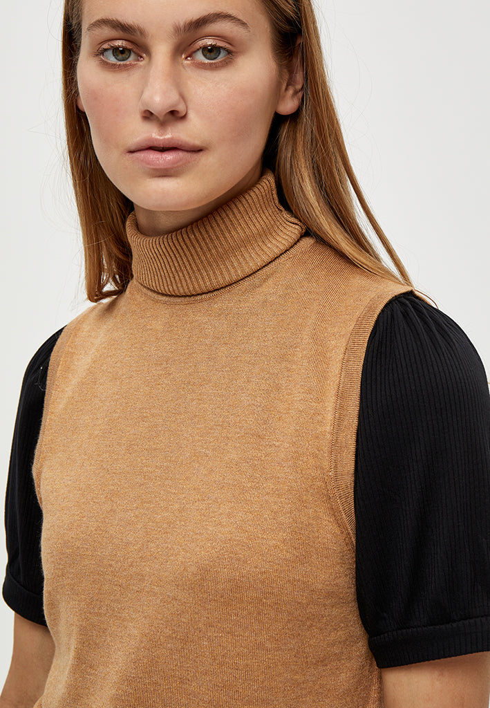 Minus Raka strik rullekrave Toppe 721M Almond Melange