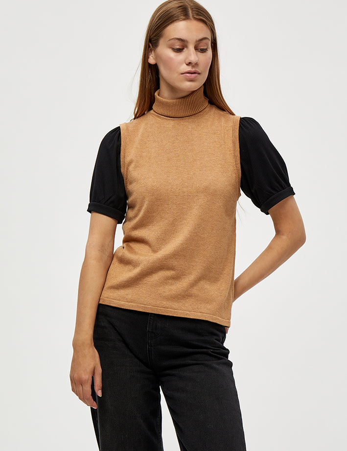 Minus Raka strik rullekrave Toppe 721M Almond Melange
