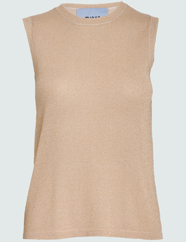 Minus Raka strik top Toppe 348L Medal Gold Metallic