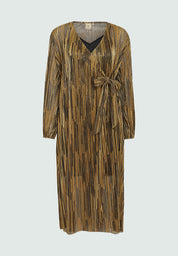 Peppercorn Renee Long Sleeve Wrap Dress Kjoler 9940MET Gold Metallic