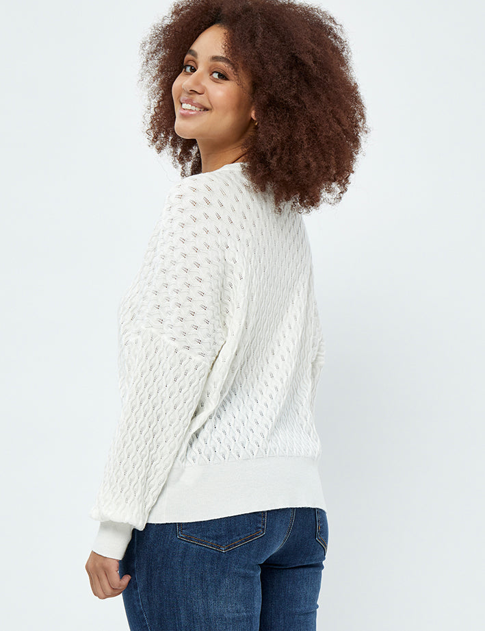 Peppercorn Rosalia Perlestrik Pullover Curve Pullover 235 Cloud Dancer