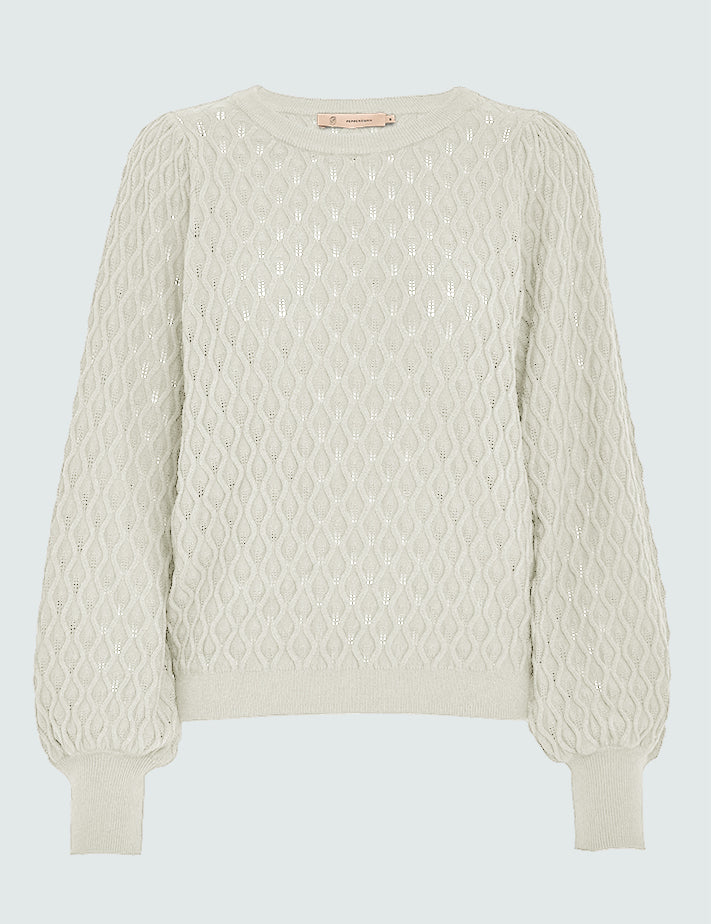 Peppercorn Rosalia Puff Sleeve Knit Pullover Pullover 235 Cloud Dancer