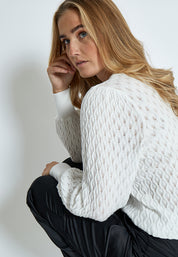 Peppercorn Rosalia Puff Sleeve Knit Pullover Pullover 235 Cloud Dancer