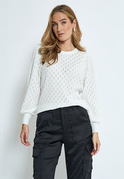 Peppercorn Rosalia Puff Sleeve Knit Pullover Pullover 235 Cloud Dancer
