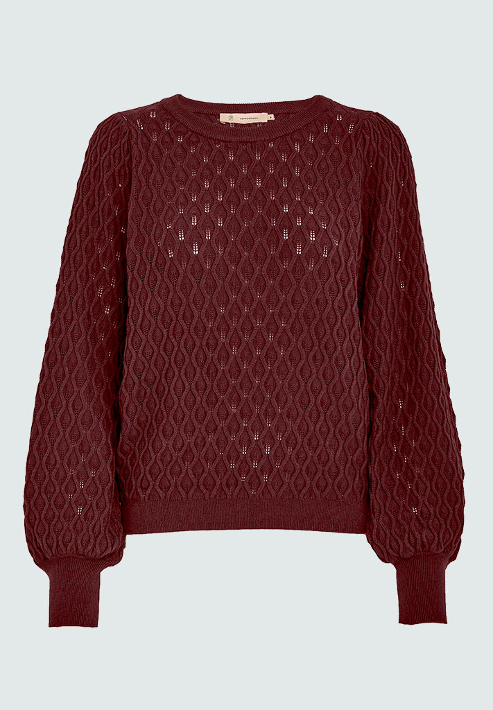 Peppercorn Rosalia Puff Sleeve Knit Pullover Pullover 4009 Andorra Red