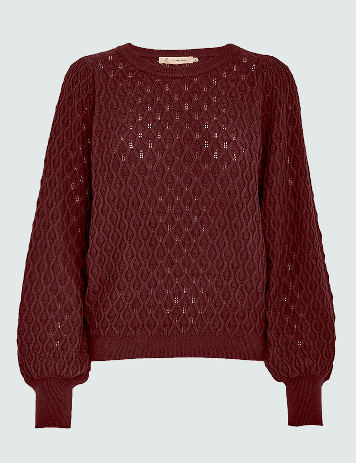 Peppercorn Rosalia Puff Sleeve Knit Pullover Pullover 4009 Andorra Red
