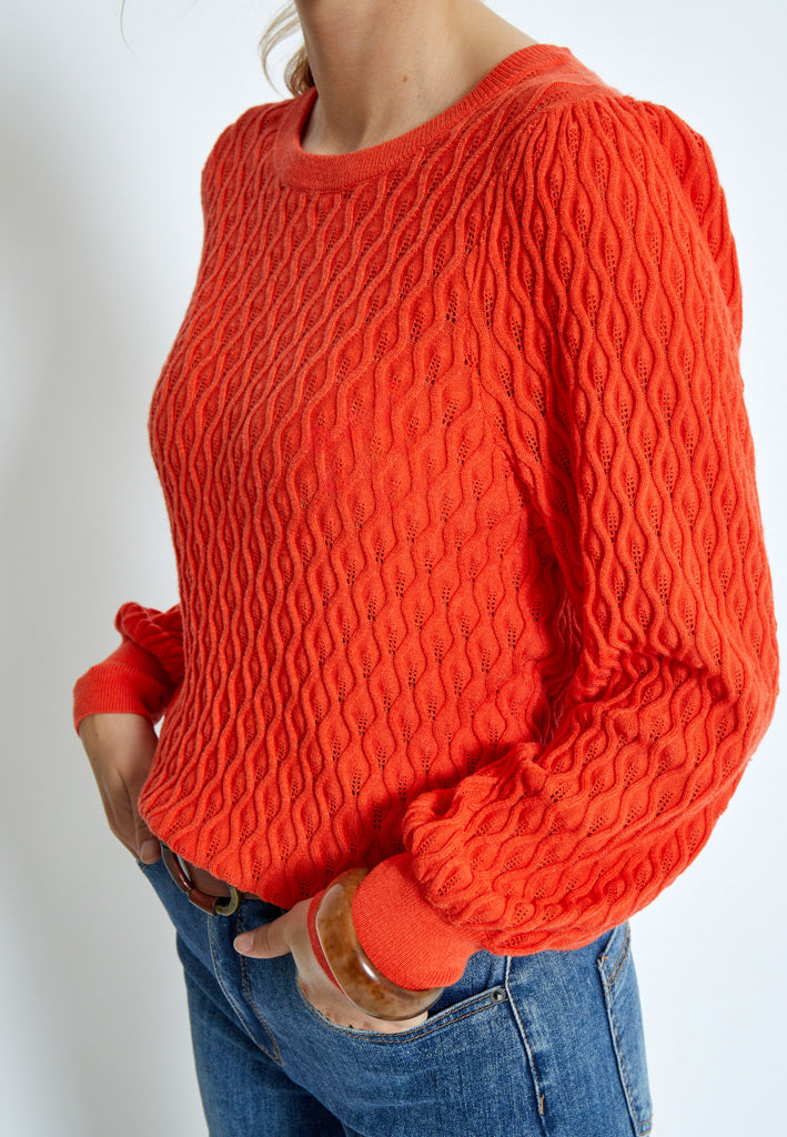 Peppercorn Rosalia Puff Sleeve Knit Pullover Pullover 4071 GRENADINE