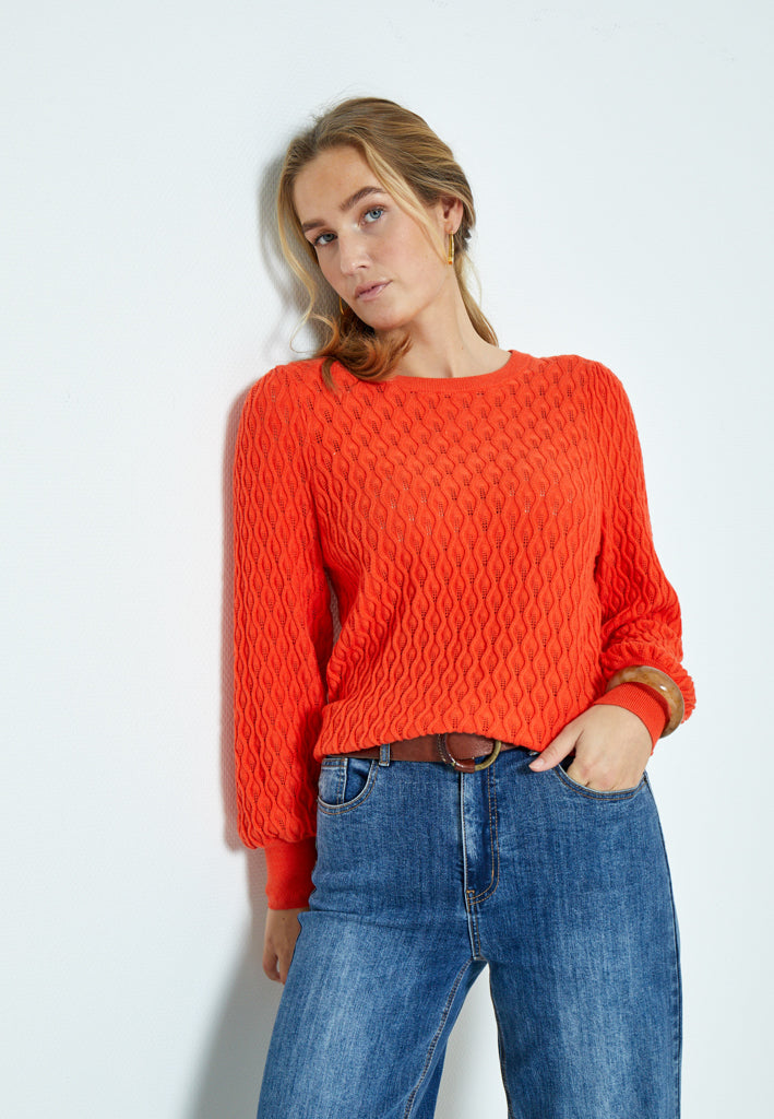 Peppercorn Rosalia Puff Sleeve Knit Pullover Pullover 4071 GRENADINE