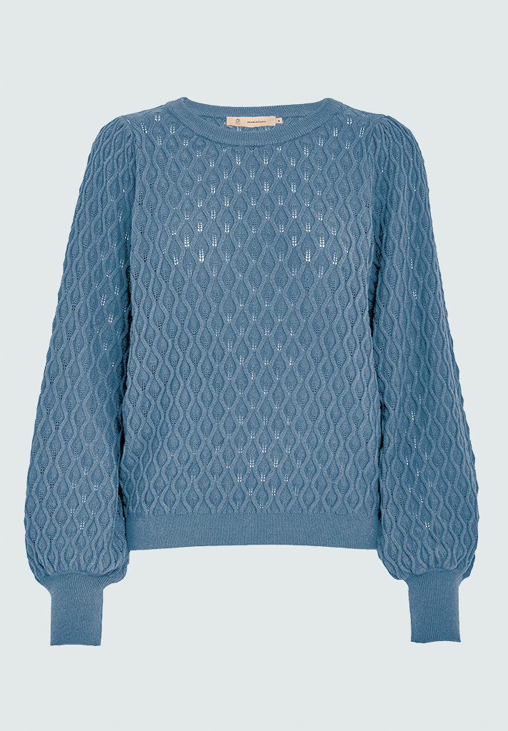 Peppercorn Rosalia Puff Sleeve Knit Pullover Pullover 520 Allure Blue