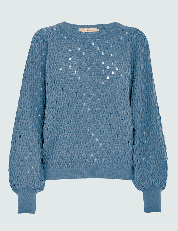 Peppercorn Rosalia Puff Sleeve Knit Pullover Pullover 520 Allure Blue