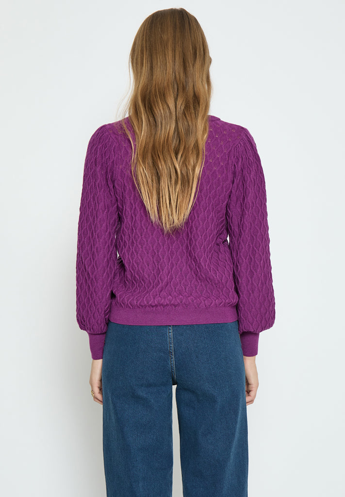 Peppercorn Rosalia Puff Sleeve Knit Pullover Pullover 7024 Hollyhock Purple