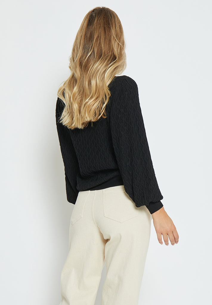 Peppercorn Rosalia Puff Sleeve Knit Pullover Pullover Sort
