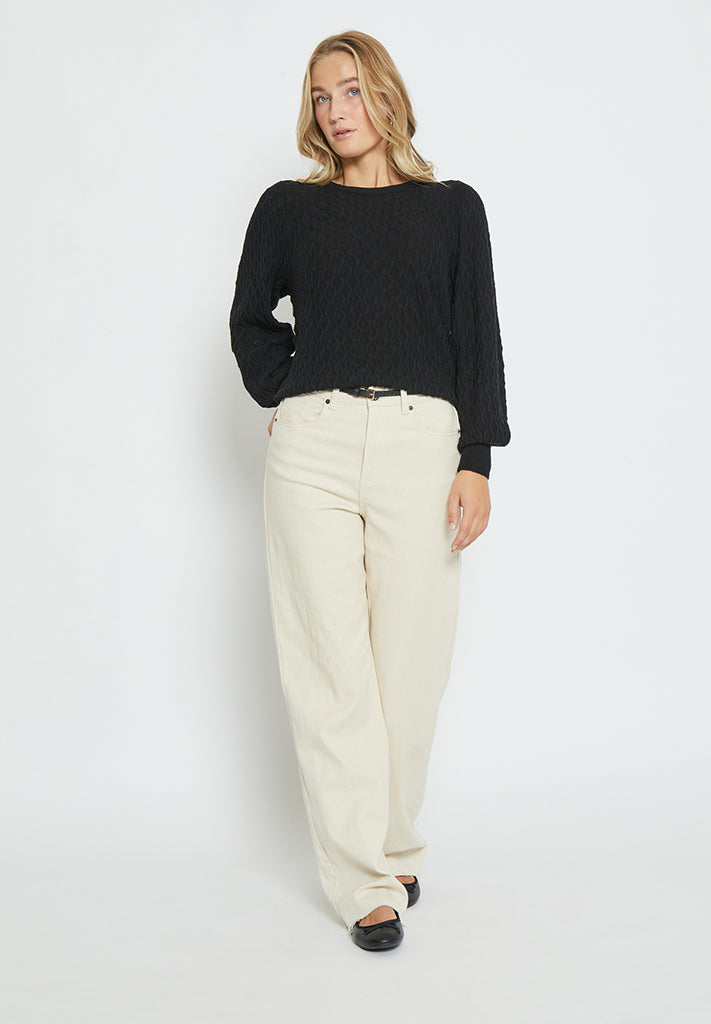 Peppercorn Rosalia Puff Sleeve Knit Pullover Pullover Sort