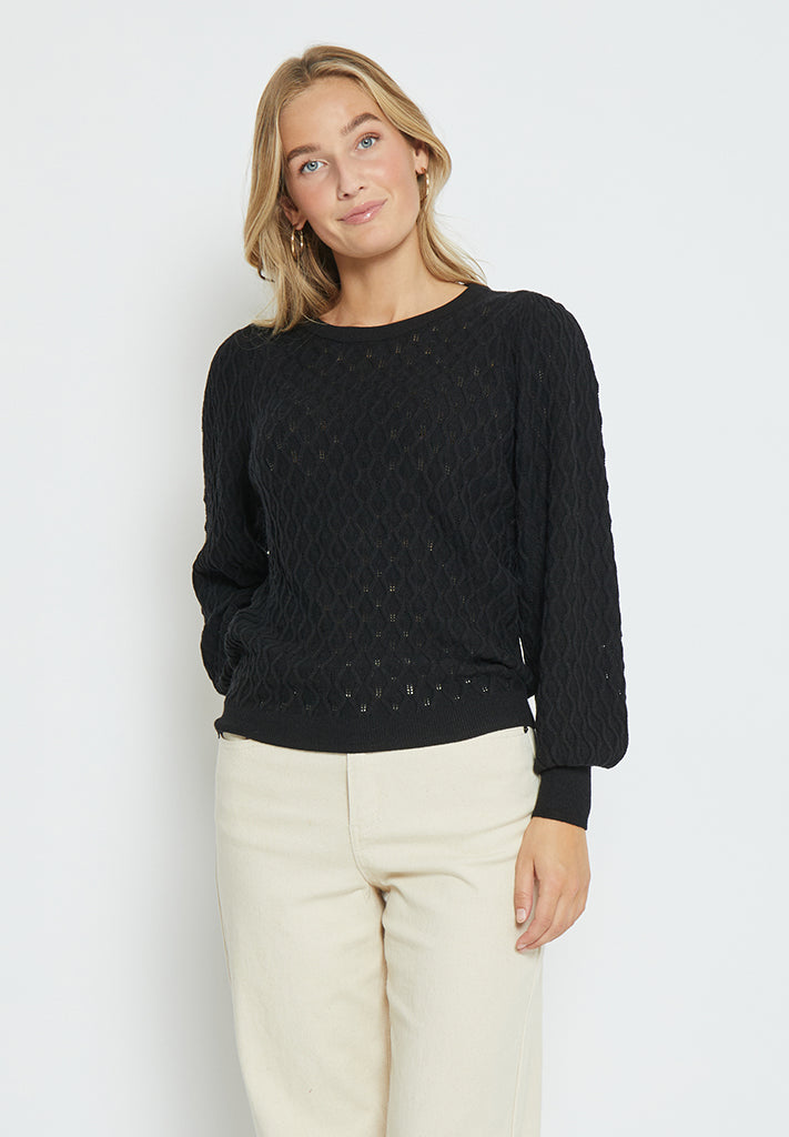 Peppercorn Rosalia Puff Sleeve Knit Pullover Pullover Sort