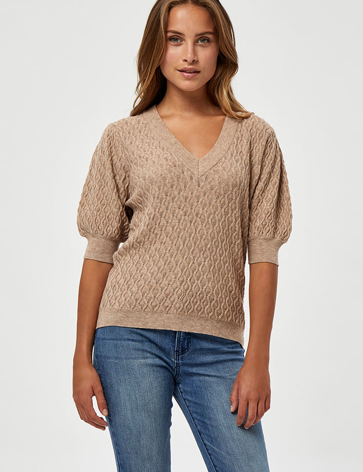 Peppercorn PCRosalia Strik T-Shirt T-Shirt 0273M Warm Sand Melange