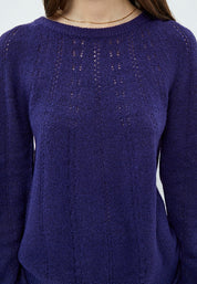 Peppercorn Scarlet Langærmet Pullover Pullover 2011M Navy Purple Melange