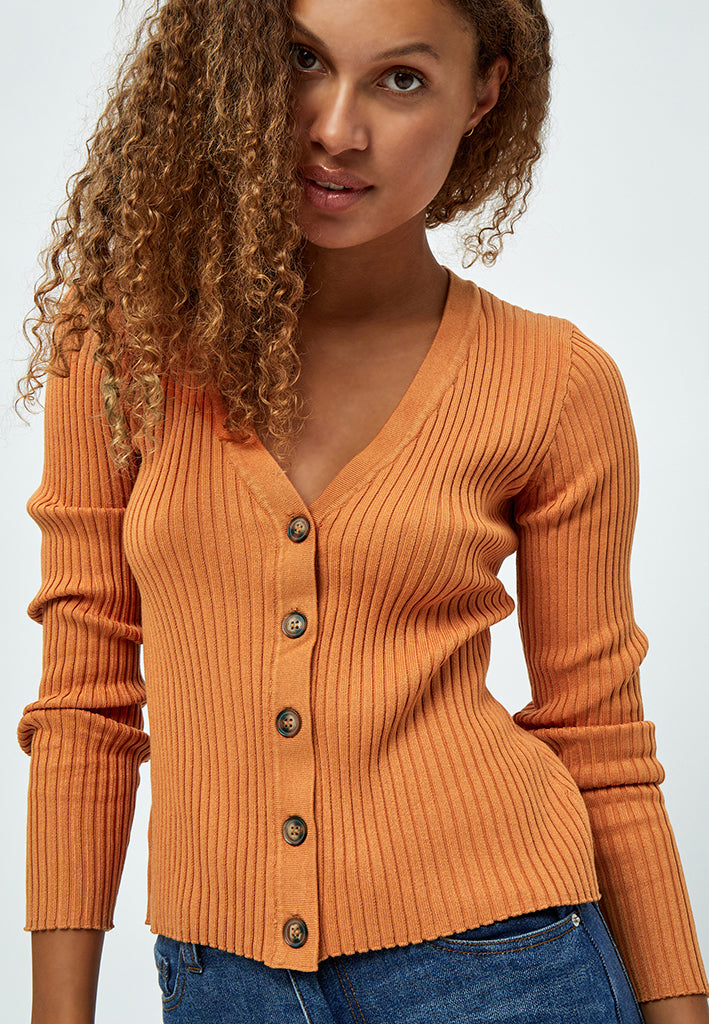 Peppercorn PCTana V Cardigan Cardigans 6675 Peach Caramel