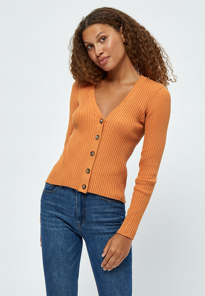 Peppercorn PCTana V Cardigan Cardigans 6675 Peach Caramel