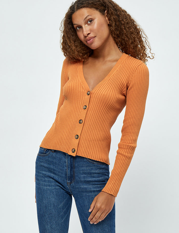 Peppercorn PCTana V Cardigan Cardigans 6675 Peach Caramel