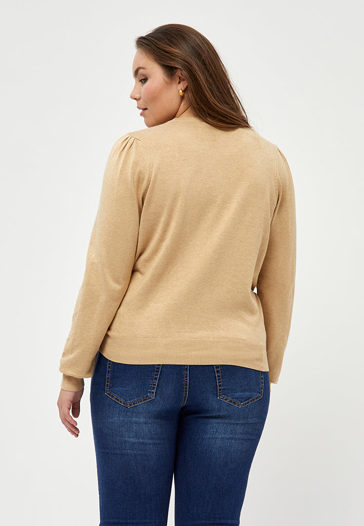 Peppercorn PCTana Strik Curve Pullover 0273M Warm Sand Melange