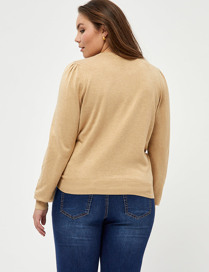 Peppercorn PCTana Strik Curve Pullover 0273M Warm Sand Melange