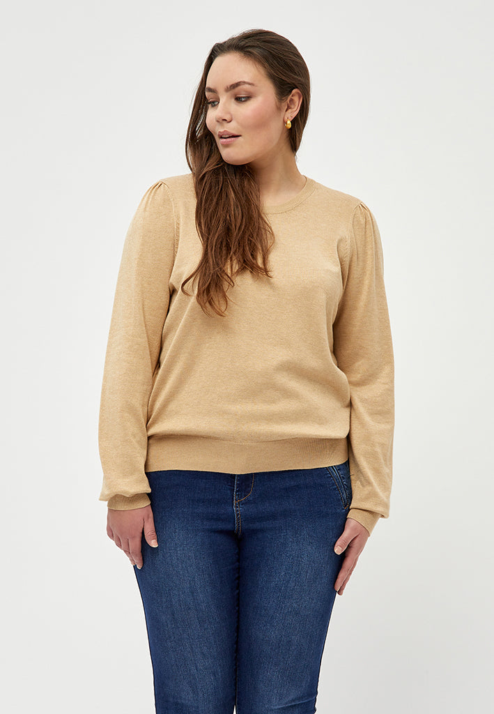 Peppercorn PCTana Strik Curve Pullover 0273M Warm Sand Melange